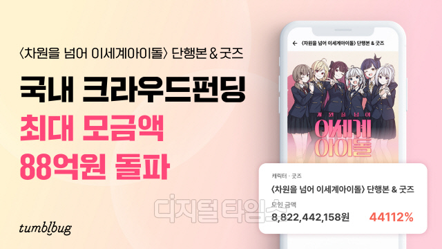 이세계아이돌이 누적 펀딩 모금액 88억을 돌파했다. 텀블벅 제공